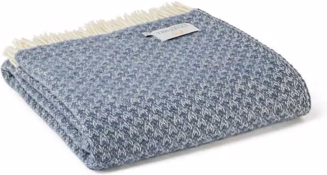 HomeSpace Direct Classic Blue Jacquard Wool Throw
