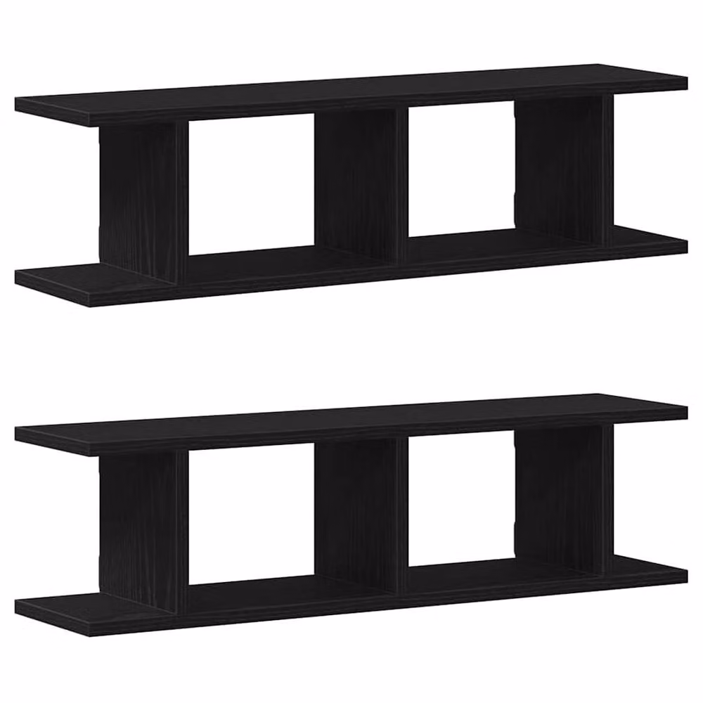 Berkfield Home Wall Mounted Shelves, 2 Pack, Black Oak, W: 75 cm, D: 20 cm, H: 18 cm – 2