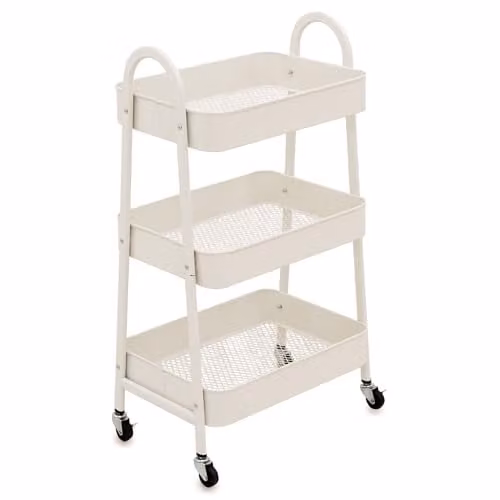 Libbi Lou 3 Tier White Metal Kitchen Trolley on Wheels H 79 x W 44 x D 32 cm – 1
