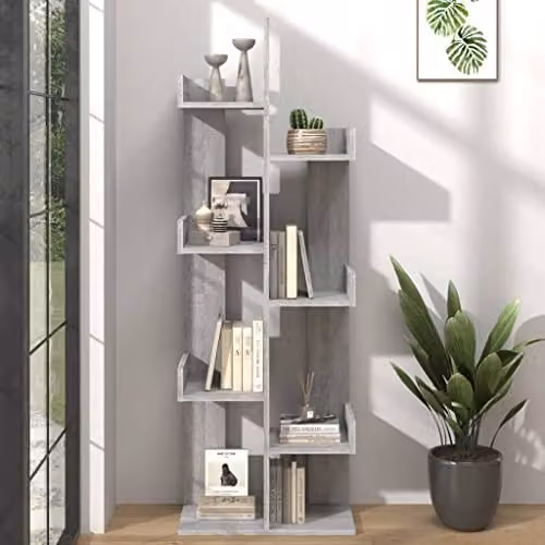vidaXL Modern Grey Sonoma Book Cabinet in Engineered Wood W/D/H: 48 x 25.5 x 140 cm – 2