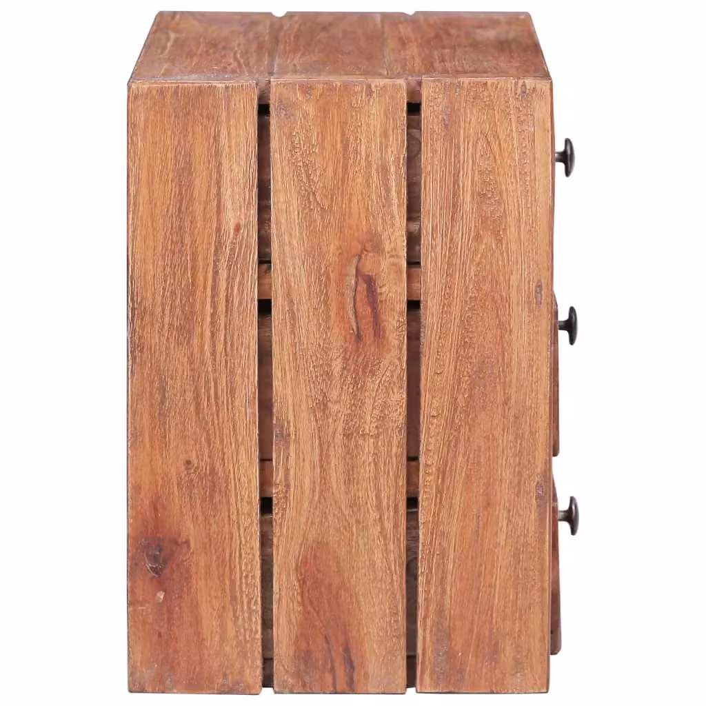 Berkfield Home Bedside Cabinet with 3 Drawers in Brown Solid Reclaimed Wood, W/D/H: 35 x 25 x 35 cm – 2