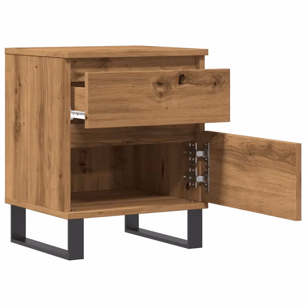 Berkfield Home Artisan Oak Bedside Cabinet in Brown, W: 40 cm, D: 35 cm, H: 50 cm – 4