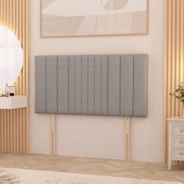 Somnior Beds Ltd Arizona Linen Fabric Upholstered Divan Headboard in Green, Yellow or Grey, H 81.28 cm x W 180 cm x D 200 cm