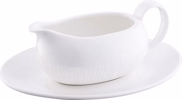 Belleek Living Erne White Porcelain Sauce Boat and Oval Tray Set – 1