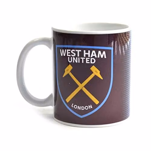 West Ham United FC Geometric Halftone Mug in Red, Blue and Multicolour, 0.3 kg