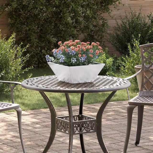 Berkfield Home Garden Bowl Planter in Silver Galvanised Steel, W/D/H: 35 x 35 x 15 cm – 1