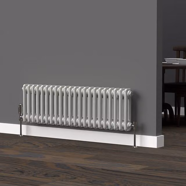 Lux Heat Horizontal 2 Column Steel Radiator in Dove Grey, H: 101.0 cm x W: 30.0 cm