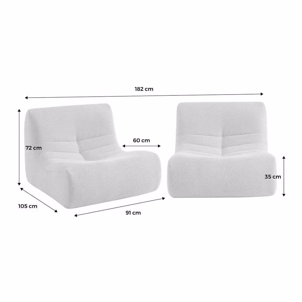 sweeek Pair of 1-seater Armchairs in White Bouclé Fabric – 2
