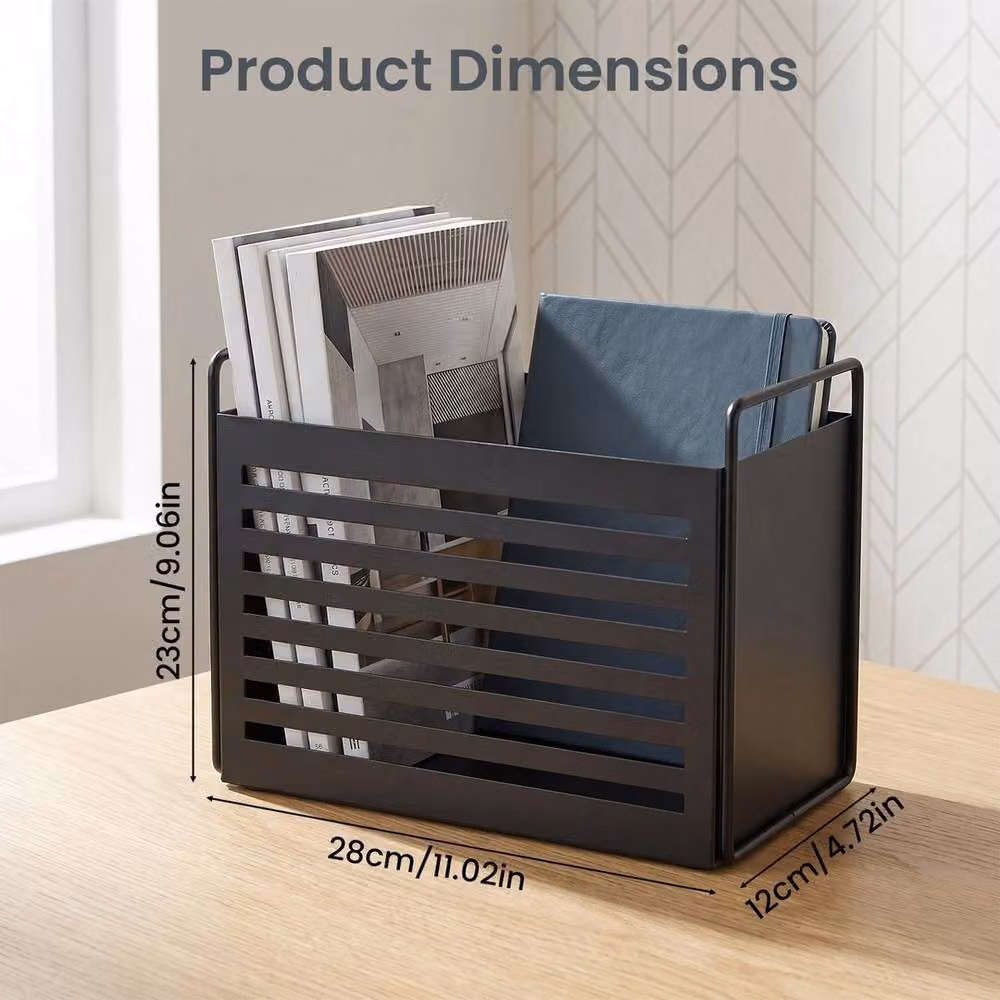 Havendro Black Metal Magazine and File Holder, W/D/H: 28.0 x 23.0 x 23.0 cm – 2