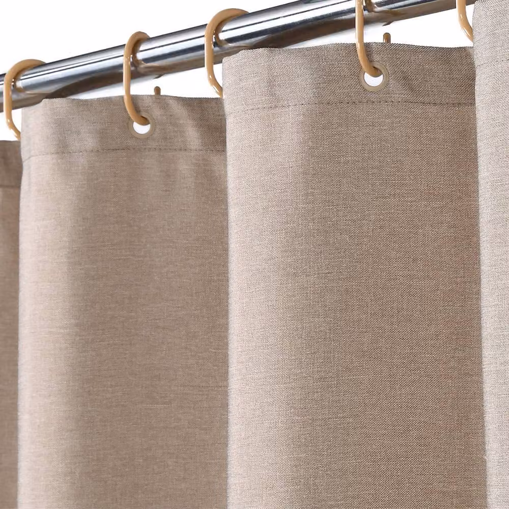 London Boutique Waterproof Polyester Shower Curtain in Light Brown, W: 238.76 cm, H: 198.12 cm – 3