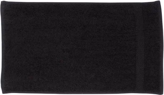 Towel City Luxury Black Cotton Terrycloth Guest Towel with Hanging Loop and Border