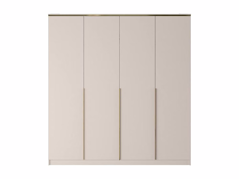 Vente-unique VUKIA 4-Door Wardrobe in Beige and Gold, W: 200 cm, D: 57.1 cm, H: 213 cm – 2