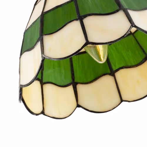 Happy Homewares Classic Round Stained Glass Tiffany Pendant Lighting Shade in Green and Amber, W: 21 cm, H: 12 cm – 3