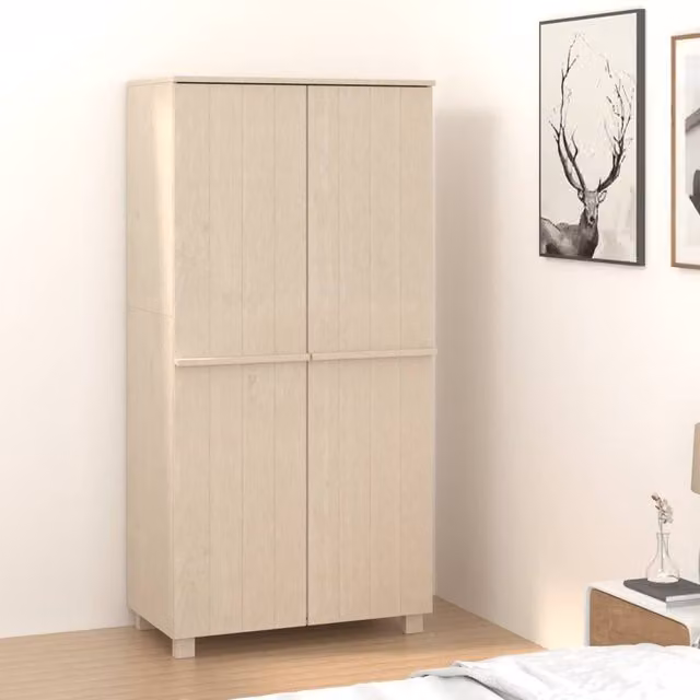 Berkfield Home HAMAR Wardrobe in Honey Brown Solid Pine, W/D/H: 89 x 50 x 180 cm