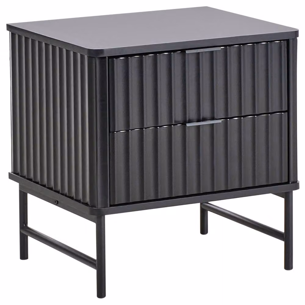 Wyld and Coco Modern Black Lacquered Wall-Mounted Bedroom Nightstand with Drawers – 2