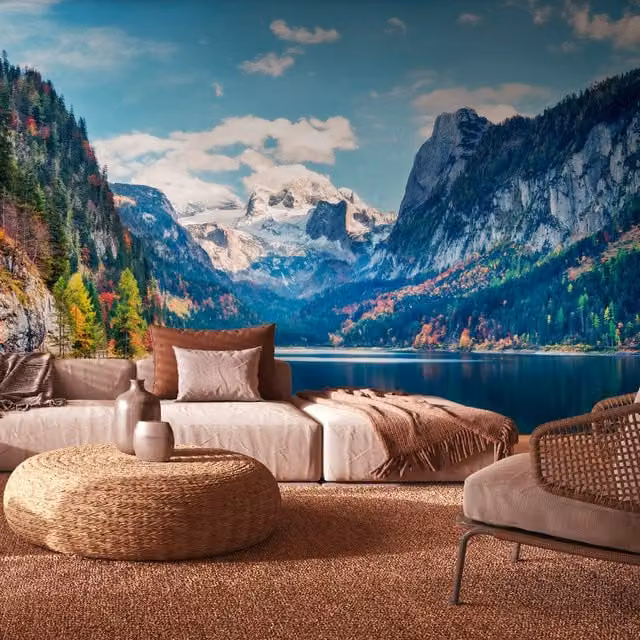 Origin Murals Mountain Vista Wall Mural in Blue and Green