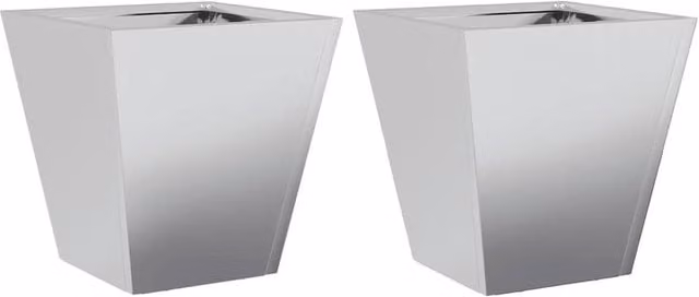 Berkfield Home Galvanised Steel Garden Planter Tubs in Grey, 2 Pack, W/D/H: 30 x 30 x 30 cm
