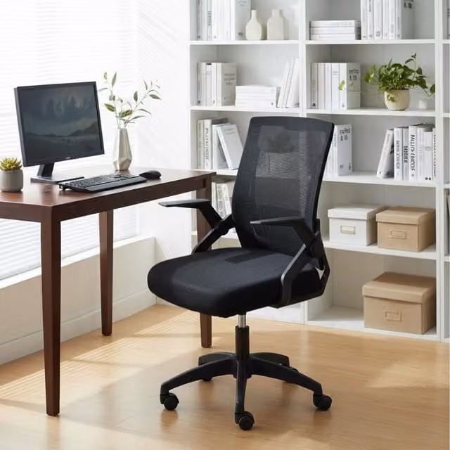 Alivio Ergonomic Mesh Office Chair with Flip-Up Armrests in Black