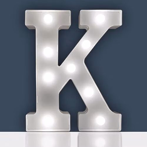 mysmartbuy White Battery Powered 3D LED Letter K Light, H 22 x W 14 x D 3 cm – 2