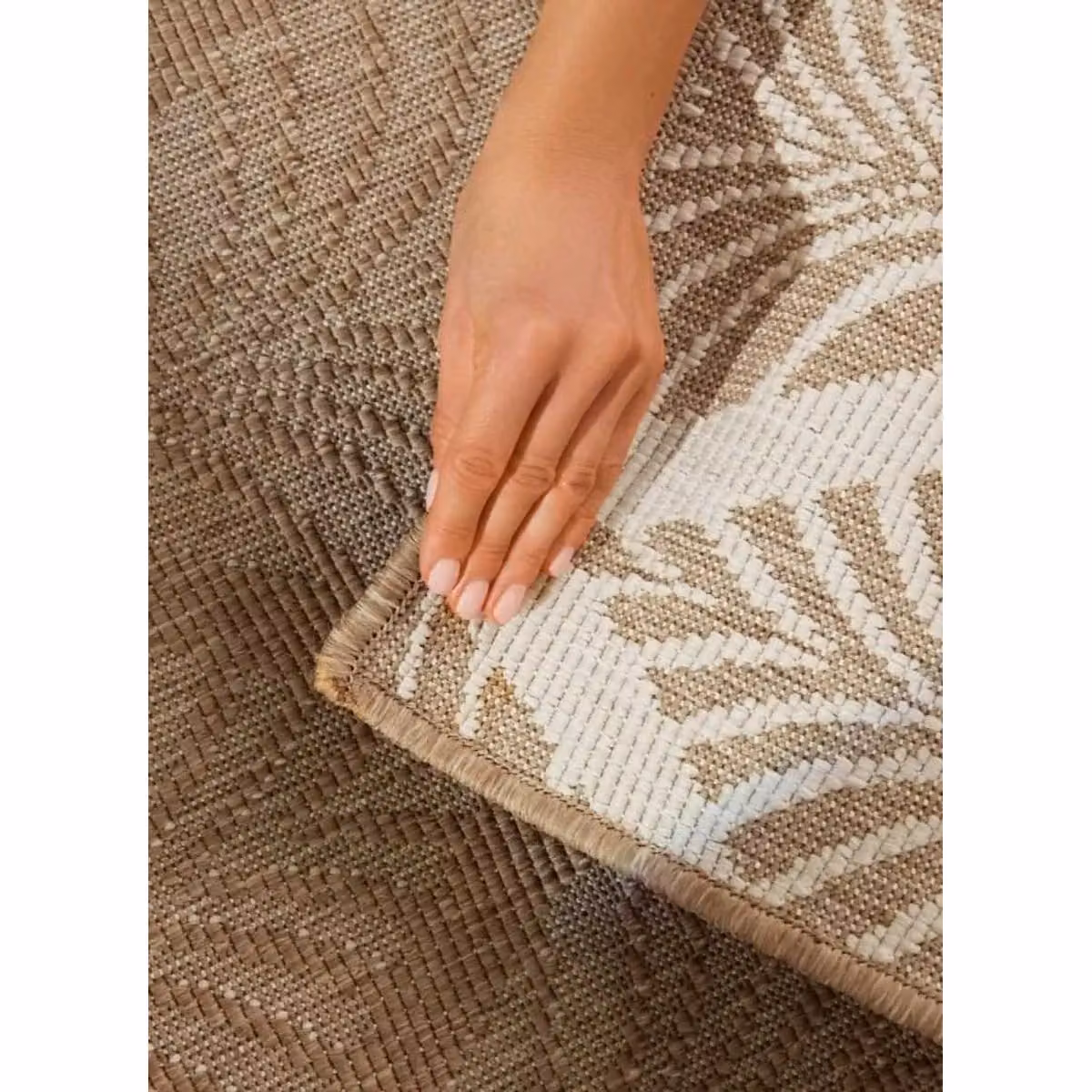 THE RUGS Liora Reversible Indoor Outdoor Trellis Flat Woven Rug in Beige and White, W/D: 160 x 230 cm – 2