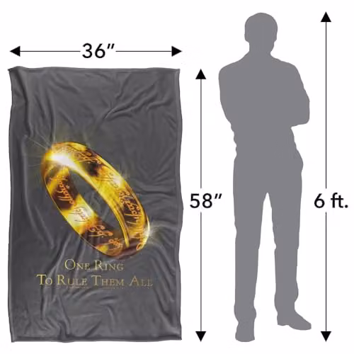 LOGOVISION Lord of the Rings One Ring to Rule Them All Super Soft Silky Touch Fleece Throw Blanket, Multicolour, W: 91 cm, D: 147 cm – 4