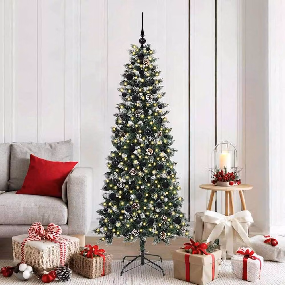 Berkfield Home Elegant Green Artificial Christmas Tree with 300 LEDs, W/D/H: 76 x 76 x 180 cm – 1