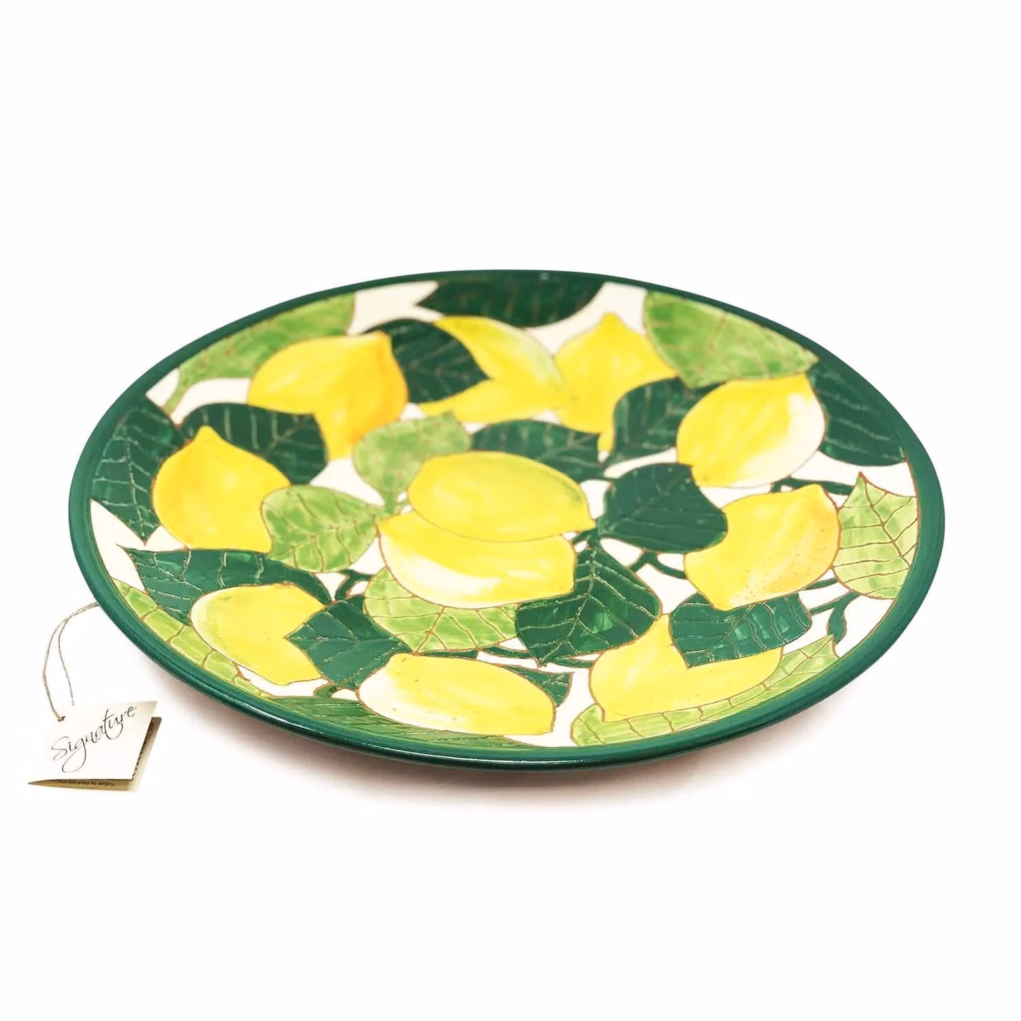 Verano Spanish Ceramics Signature Hand Painted Lemons Ceramic Serving Platter, Multicolour, Diameter: 42 cm – 3