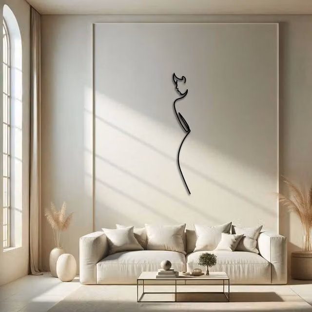 Decortie Minimalist Abstract Metal Wall Art, Black, 120 cm