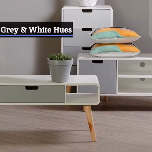 Orsina Rectangular Wooden Display Coffee Table with Storage in White and Grey, W/D/H: 100 x 45 x 50 cm – 4