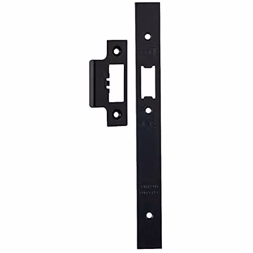 Loops Forend Strike and Fixing Pack for DIN Security Latch in Matt Black – 1