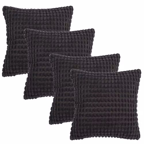 OHS Pack of 4 Bobble Textured Square Cushion Covers in Grey, W/H: 45 x 45 cm – 1