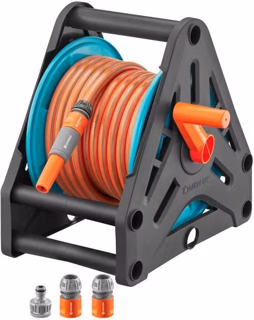 GARDENA Basic Hose Reel Set with 20 m Hose in Turquoise – 1