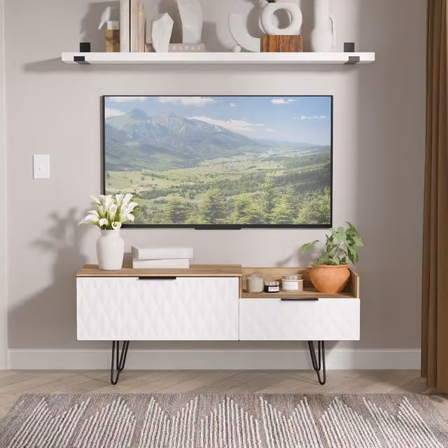 2 U Islay Ready Assembled Modern 2 Drawer Coffee TV Unit in White – 1