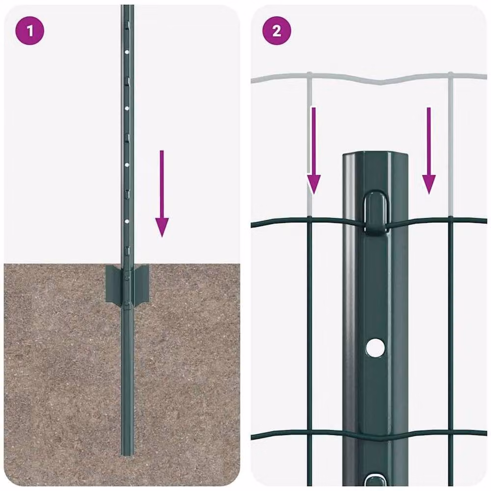 Berkfield Home Euro Fence Green Steel with 11 U-Profile Posts, W/L: 25 x 0.6 m – 5
