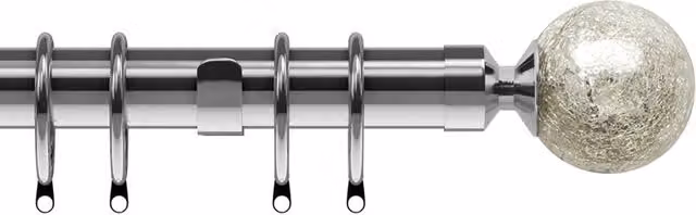 Terrys Empire 28mm Straight Curtain Pole in Silver Chrome Metal