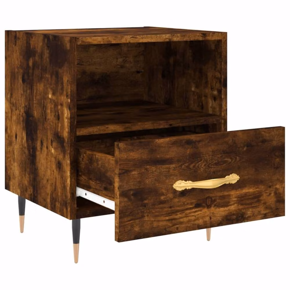 Berkfield Home Set of 2 Smoked Oak Bedside Cabinets in Brown, W/D/H: 40 x 35 x 47.5 cm – 5