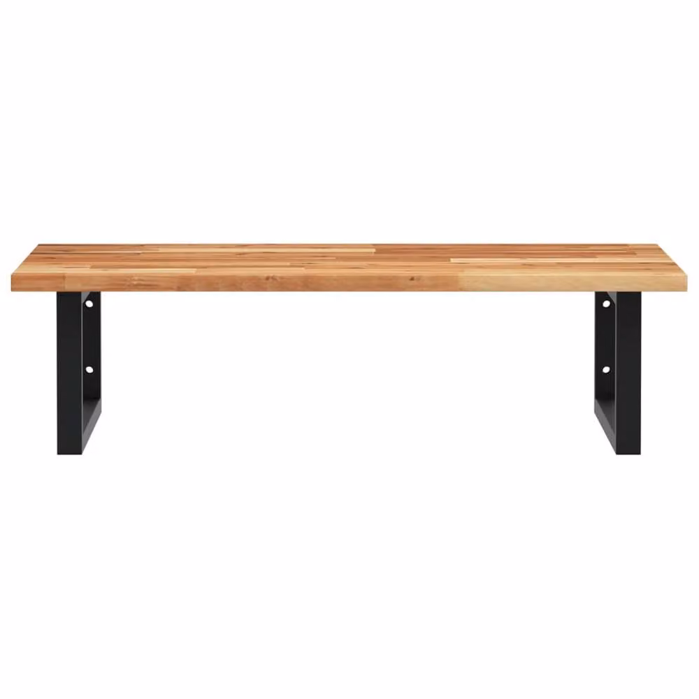 Berkfield Home Elegant Wall Mounted Basin Shelf in Brown Acacia Wood and Steel – 2