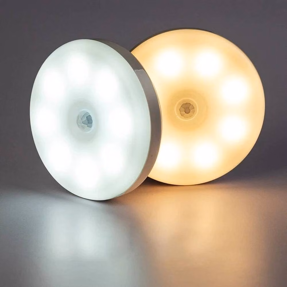 SPETLEK 2-Pack Warm White LED Motion Sensor Night Lights, USB Rechargeable Wall Lights – 3