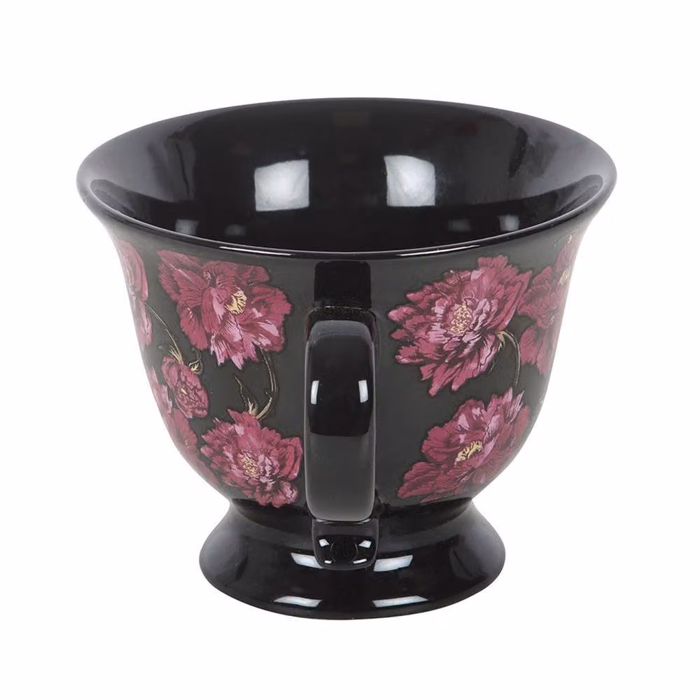 Something Different Dark Romance Floral Ceramic Tea Cup, Black, 320ml – 2