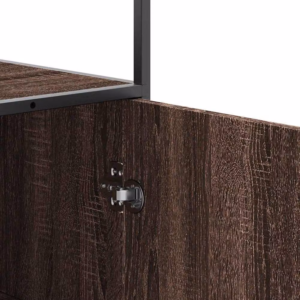 Berkfield Home Brown Oak Highboard with Hinged Doors and Internal Shelves, W/D/H: 35.5 x 35.5 x 139 cm – 4
