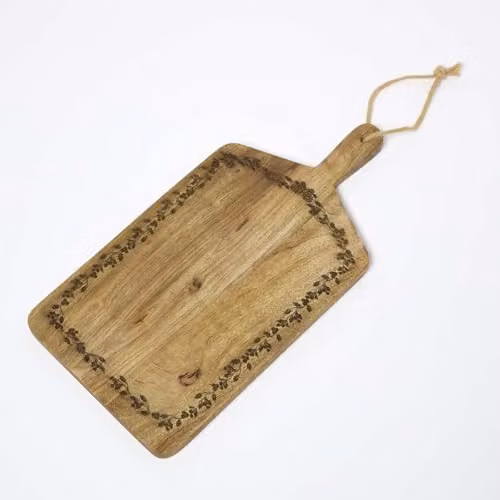 Homescapes Christmas Mango Wood Chopping Board in Brown, W/D/H: 50 x 25 x 2 cm