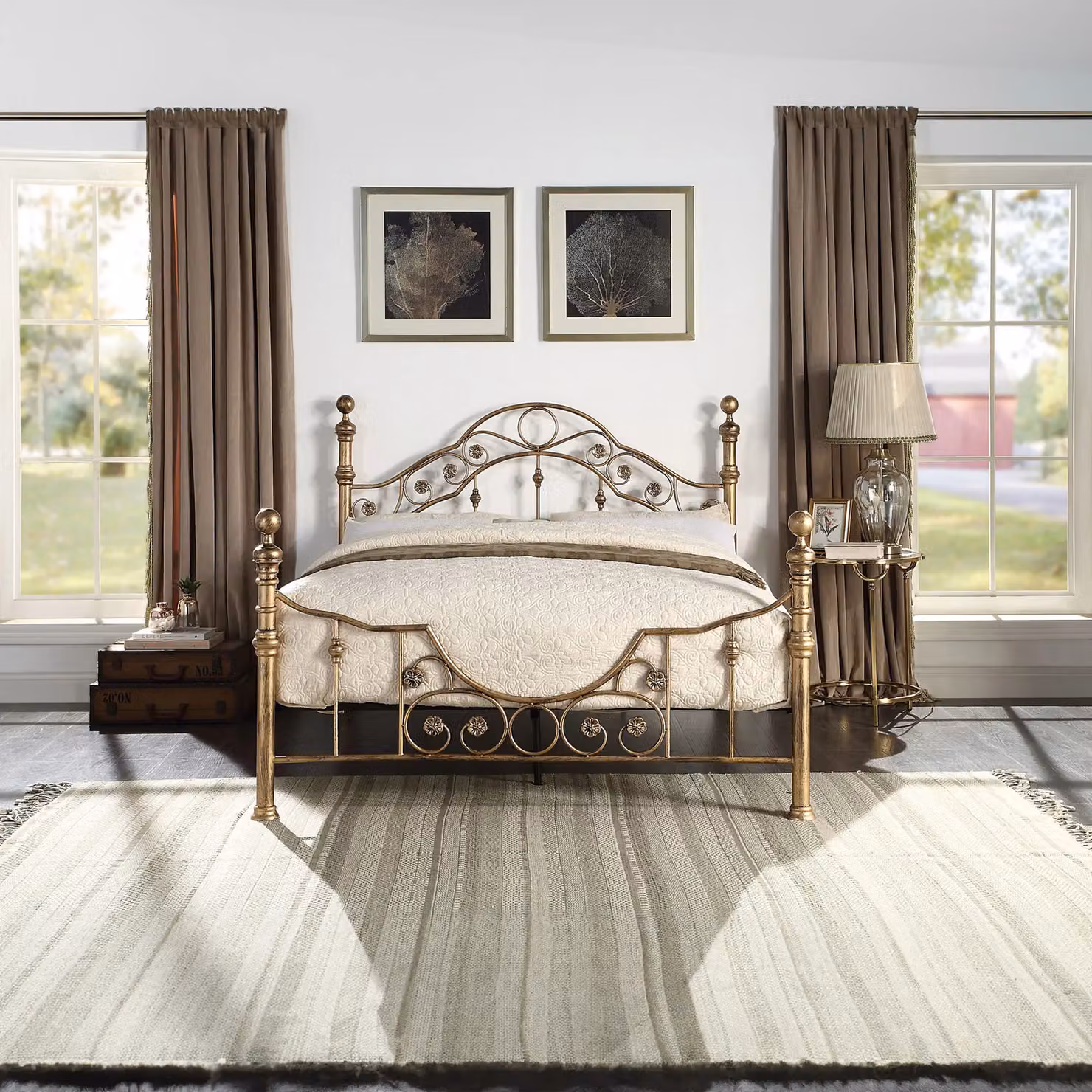 SlumberWorx Letchworth Vintage Victorian Style Antique Metal Bed Frame in Bronze, Size: Small Double (W/D/H: 120 x 200 cm) – 2