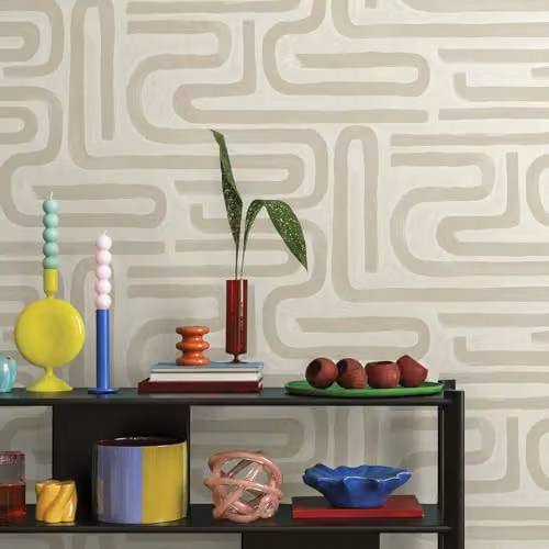 Holden Decor Brushed Geo Geometric Style Wallpaper in Beige – 2