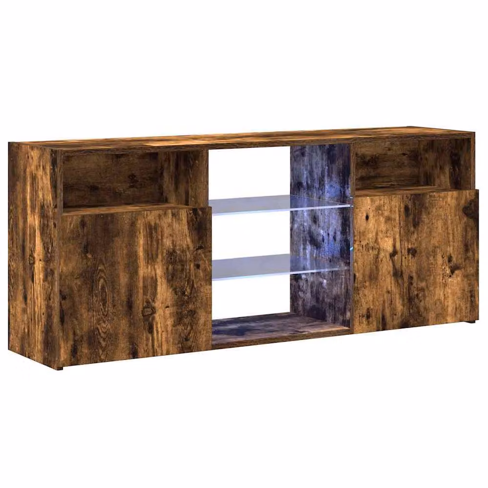 Berkfield Home Modern TV Cabinet with LED Lights in Smoked Oak Brown, W/D/H: 120 x 30 x 50 cm – 3