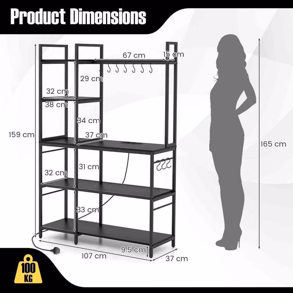 Kelvenix 5-Tier Metal Kitchen Utility Storage Shelf in Matt Black – 2