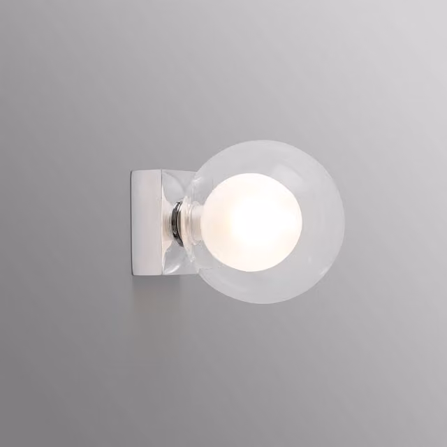 Netlighting Perla Chrome and Grey Glass Globe Bathroom Wall Light with G9 Bulb Holder, IP44 Rated – 1