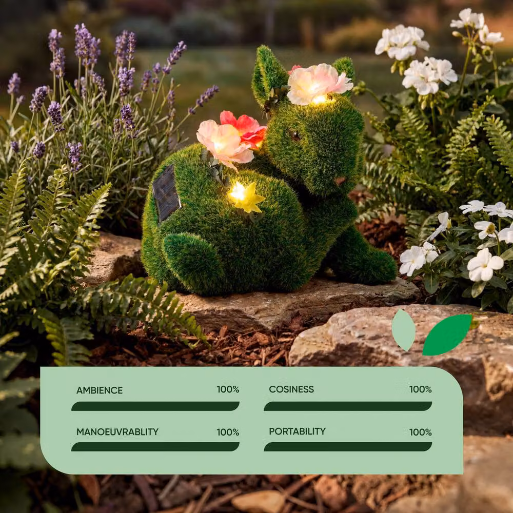 Gardenwize Solar Floral Topiary Rabbit Garden Ornament with Multiple Lights in Green – 5