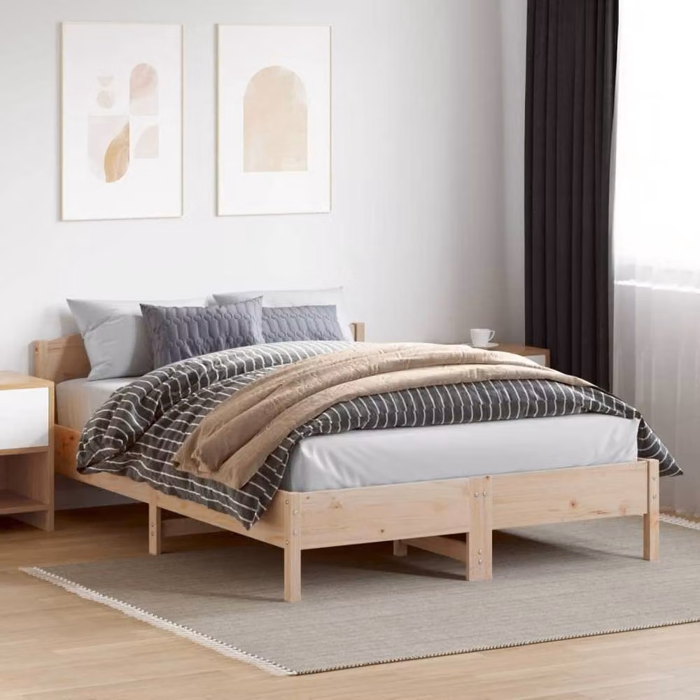 Berkfield Home Solid Wood Pine Bed Frame in Beige, W/D/H: 160 x 200 cm – 2