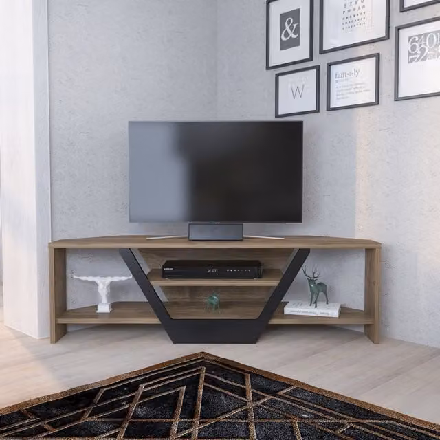 Decorotika Sares Corner TV Unit in Brown and Black – 1