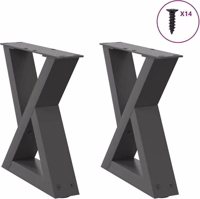Berkfield Home Steel Coffee Table Legs, 2 Pieces, Anthracite, W/D/H: 30 x 30 x 30 cm